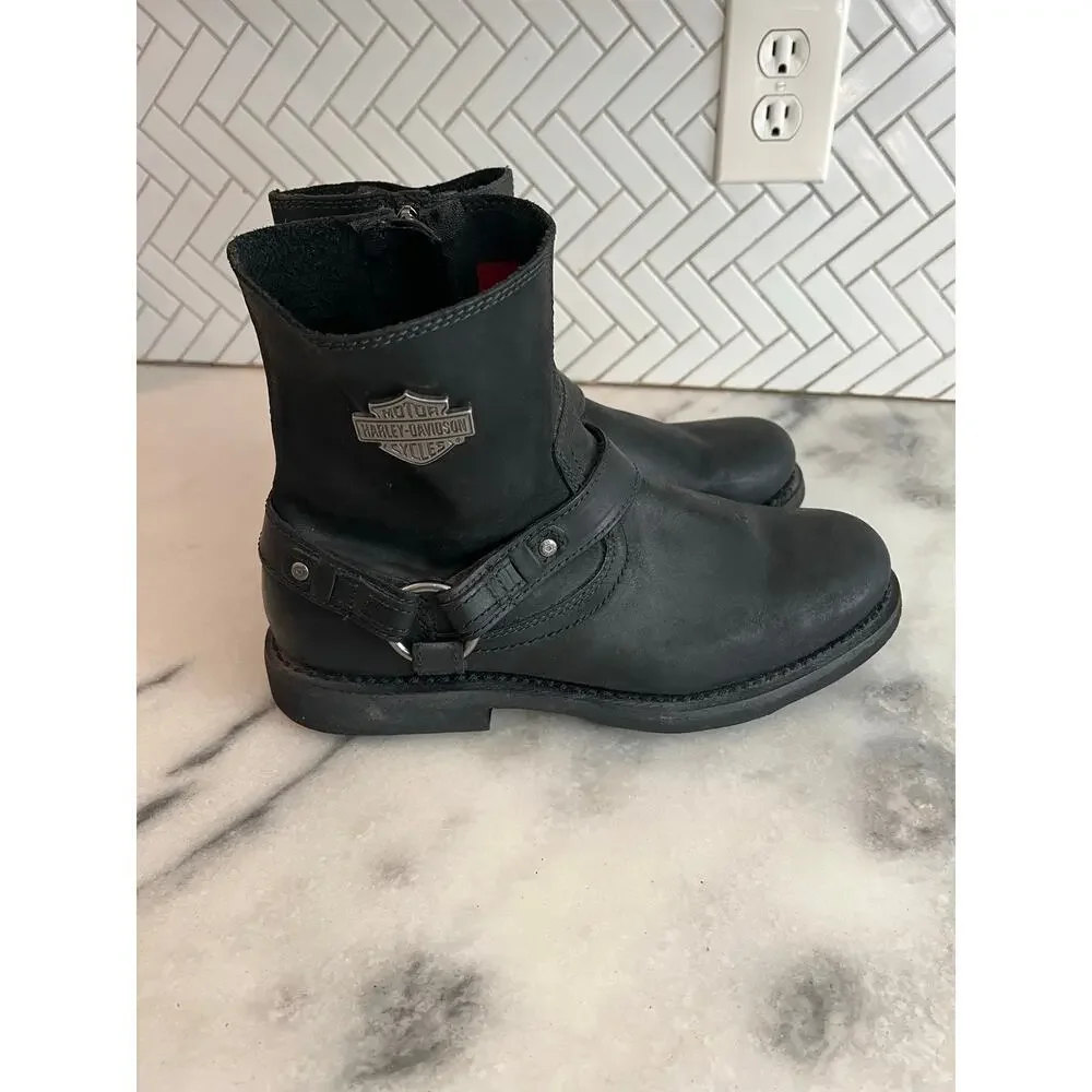Harley-Davidson Engineer Motorcycle Boots Black Leather Mens US 11 D93262